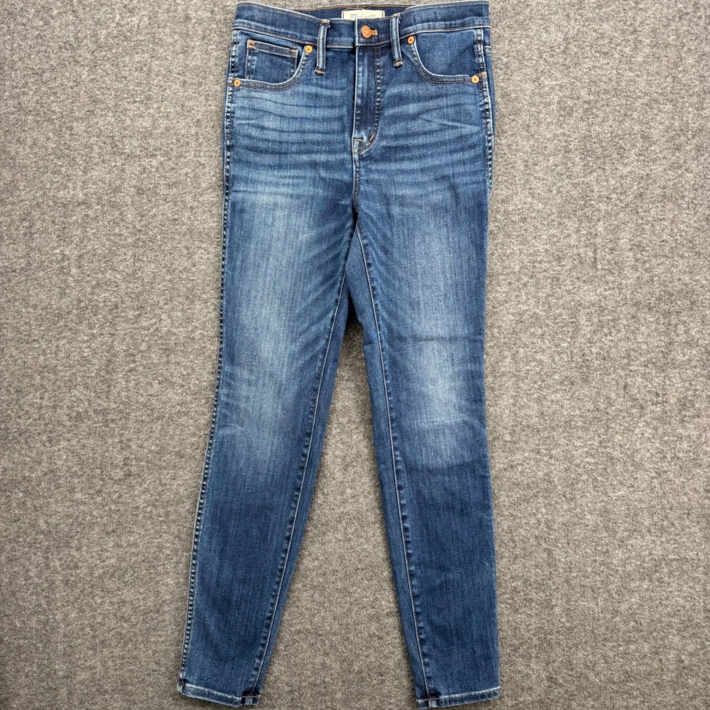 Madewell 10 High-Rise Skinny Jeans Ankle Chic Dark Wash Blue Denim Size 28